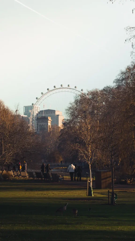St James’s Park met zicht op London Eye in het centrum